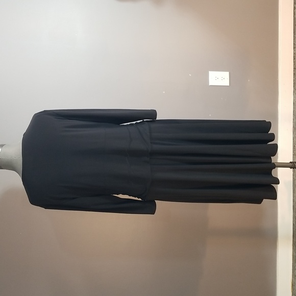 Plus Denver Hayes stretchy unlined black dress XL 3/4 sleeves surplice neck - Picture 4 of 9